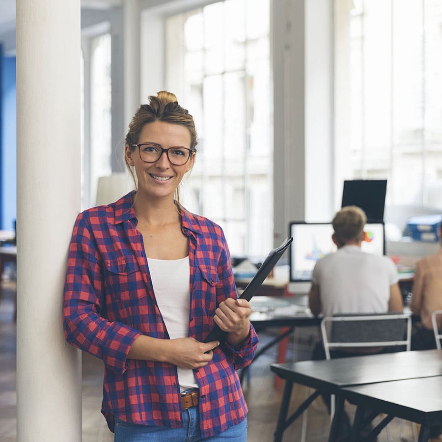 Sharetech Technology Support Woman Standing Smiling
